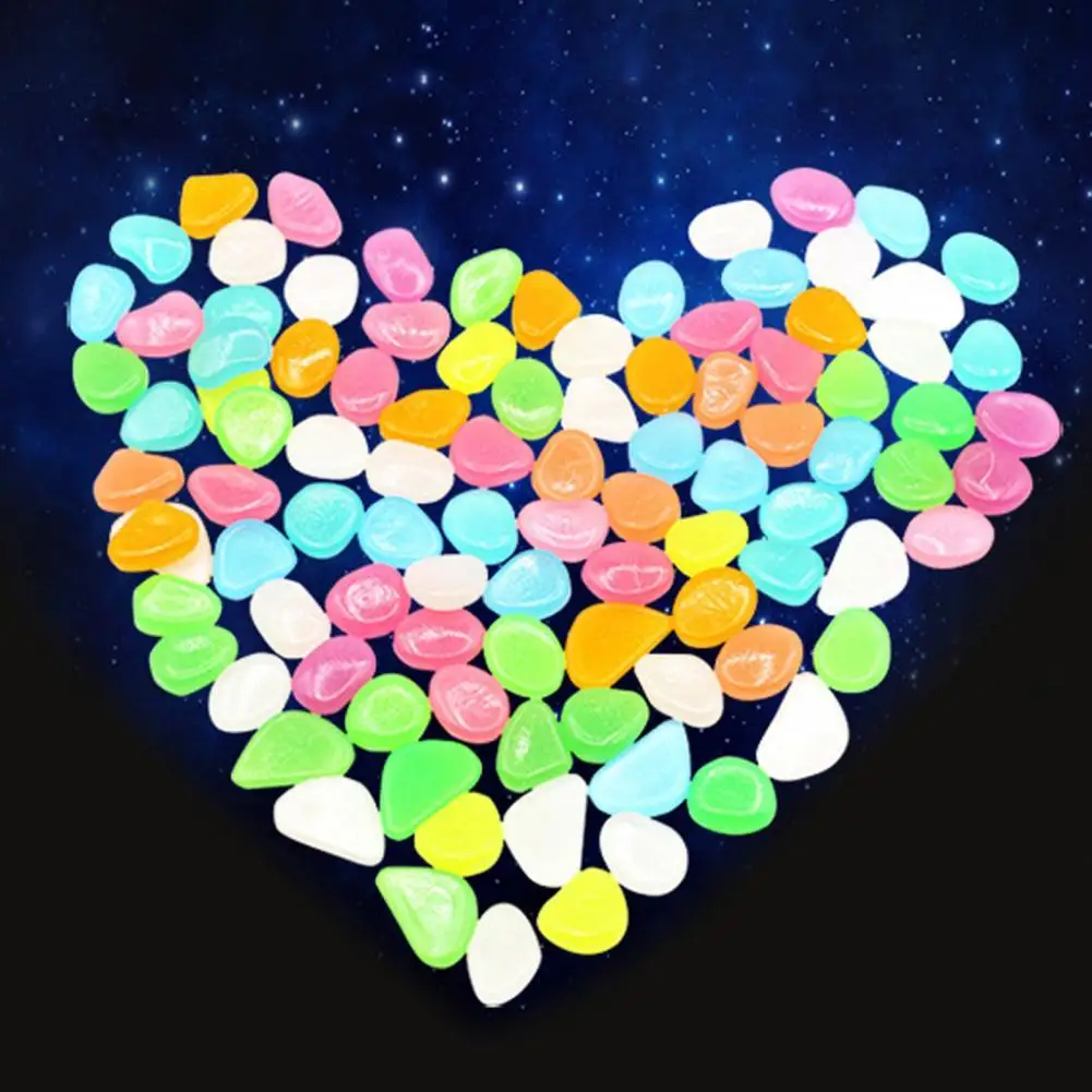 

100Pcs Resin Luminous Pebbles Eco-friendly Warm Light Glow in the Dark Home Garden Yard Decor Fish Tank Aquarium Ornament
