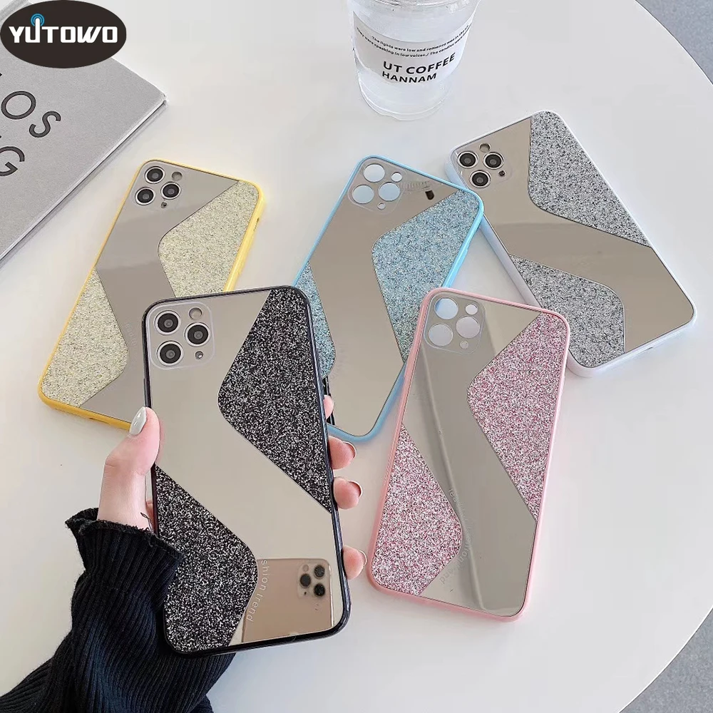 

Mirror Candy Phone Case For iPhone 12 11 Pro Max X XR XS Max 7 8 Plus SE 2020 Camera Protection Glitter Plating Back Cover