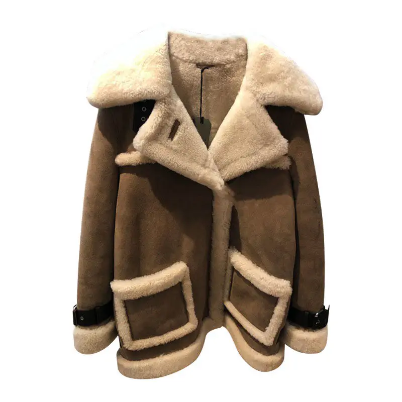 

Winter Korean Youth Lamb Wool Motorcycle Coat With Plush Loose Coat