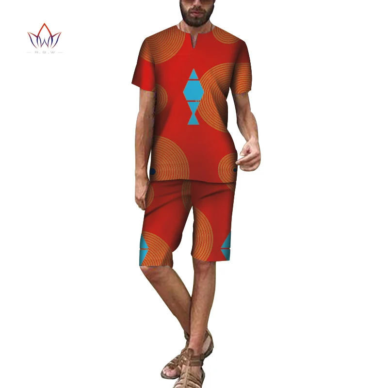 Летняя одежда в африканском стиле мужские лоскутные рубашки и короткие штаны Bazin