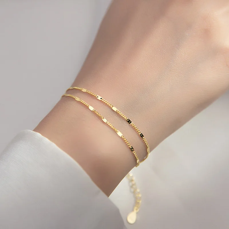 Trustdavis подлинный 925 Стерлинговое серебро Мода Милая Двойная Цепочка многослойный