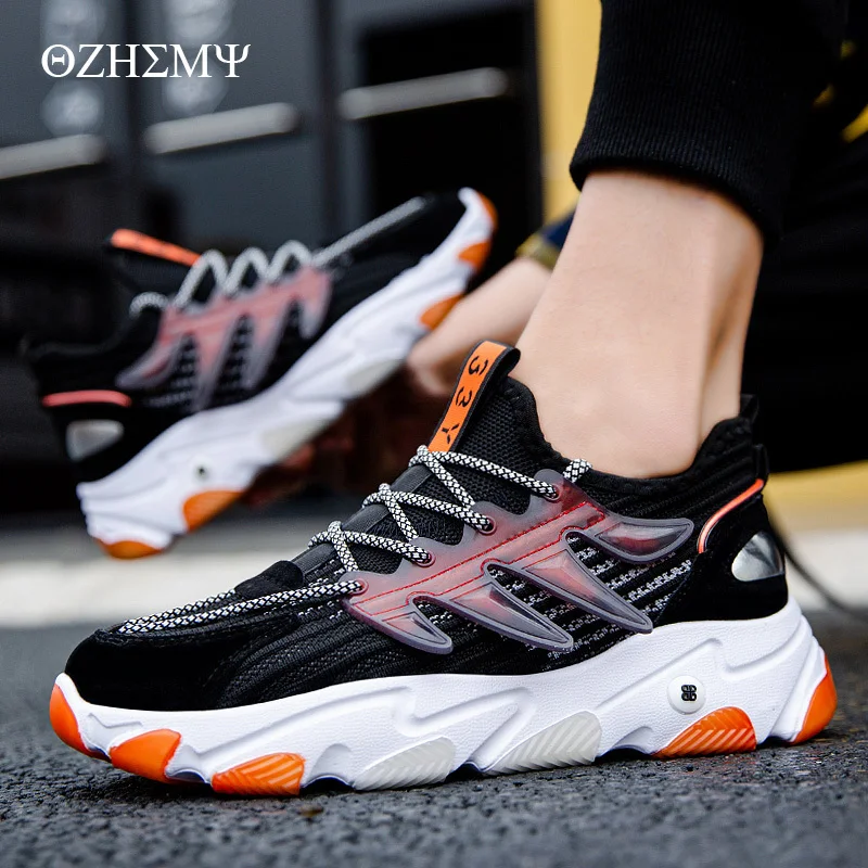 

Men's Sneakers Thick-soled Splicing Personality Lace-up Men Shoes Casual Spring And Autumn Student Shoes Zapatos De Hombre