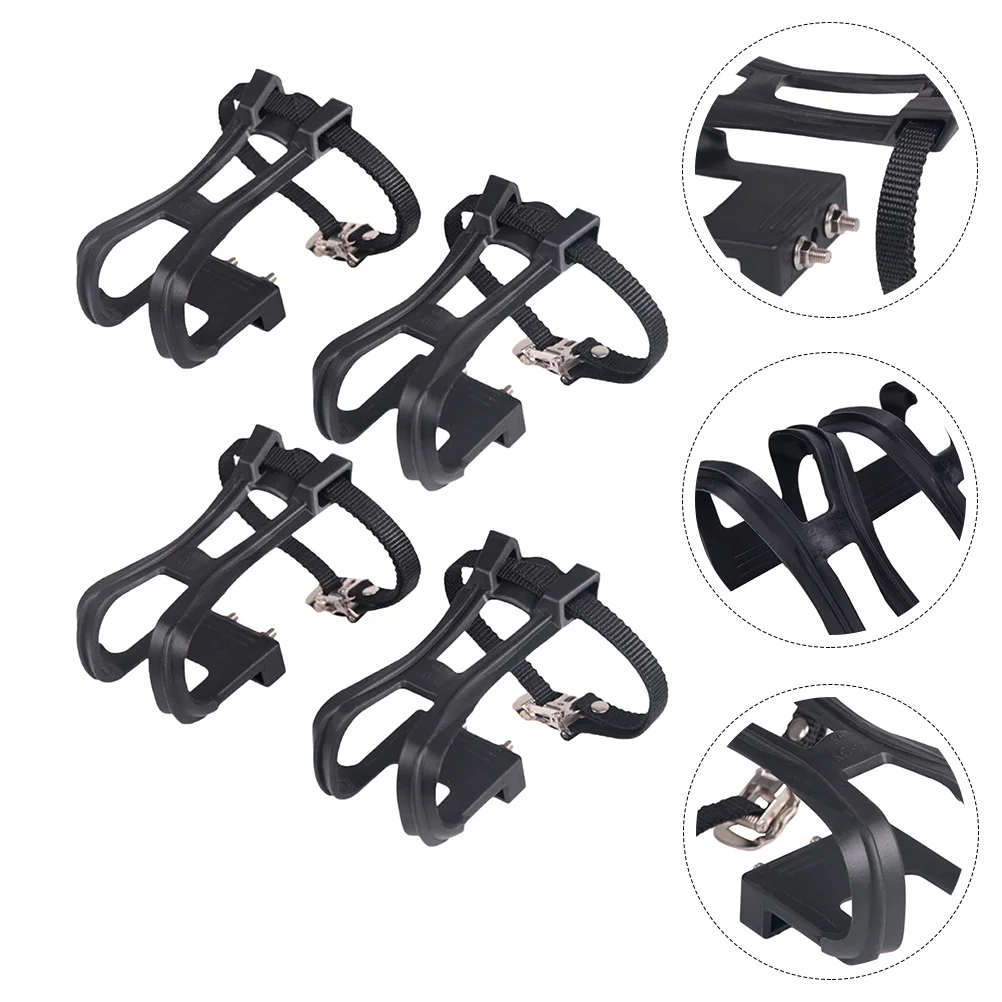 

2 пары велосипедных педалей с зажимами и ремнями для велосипедных аксессуаров на открытом воздухе