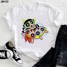 Женская футболка с коротким рукавом, белая футболка в стиле аниме, с мультяшным принтом