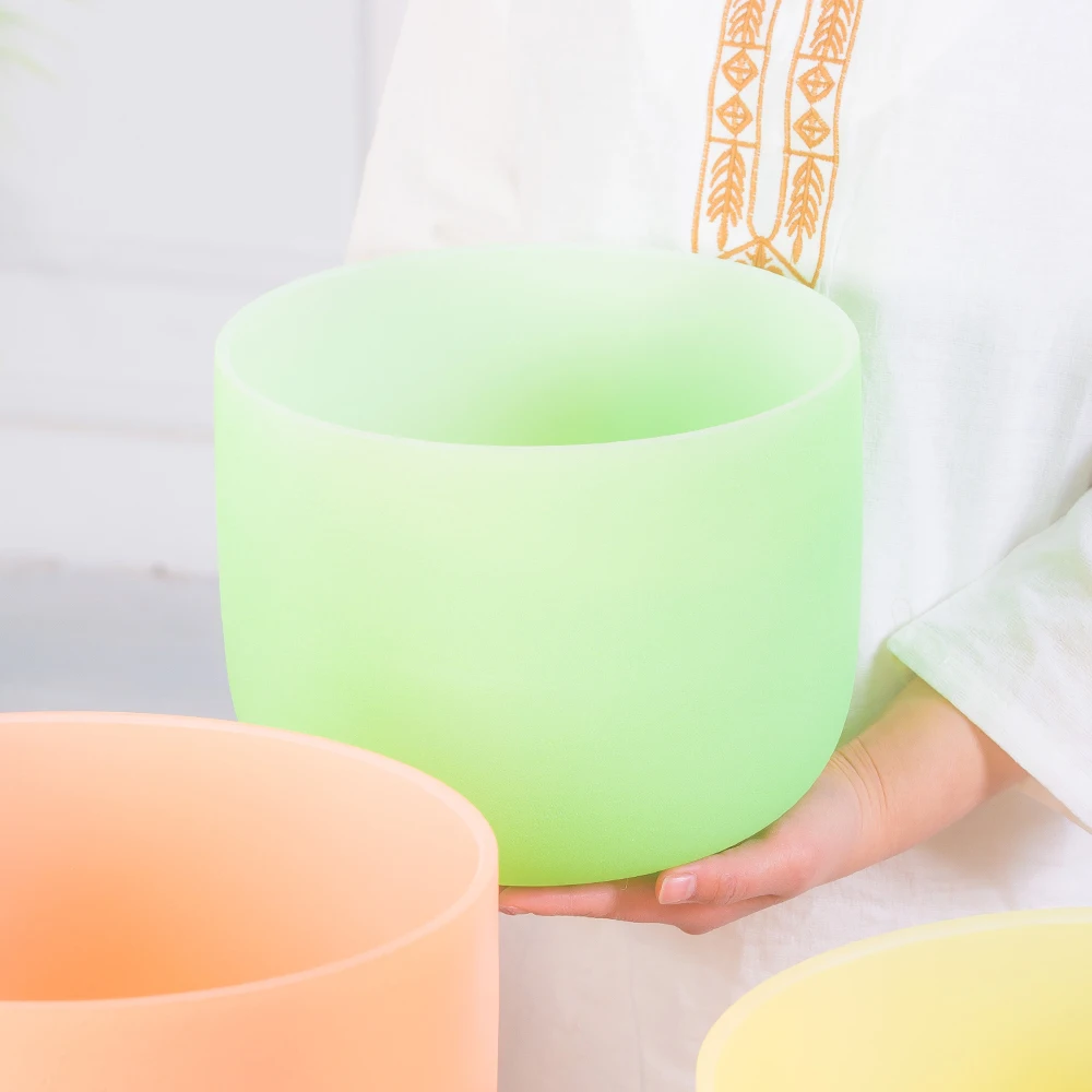 8 дюймов F сердце Светло-зеленый для Энергии Исцеления Чакра кварцевый Поющая