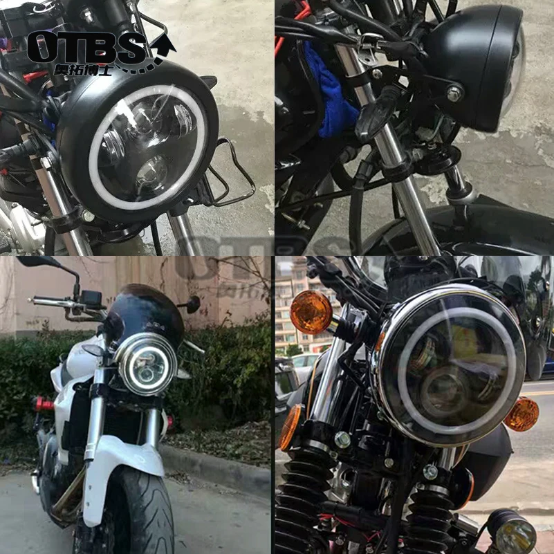 7 дюймов 60 Вт точка SAE E9 мотоцикл 883 налобный фонарь с углом глаз Led 883 фары 7 дюймов корпус ведро отделка кольцо