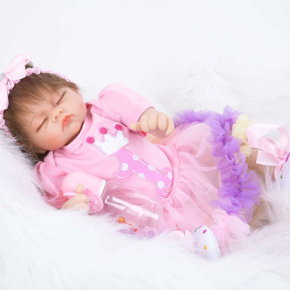 Милый спящий реалистичный укоренистый мохер Bebe Reborn Baby Dolls 18 дюймов мягкая