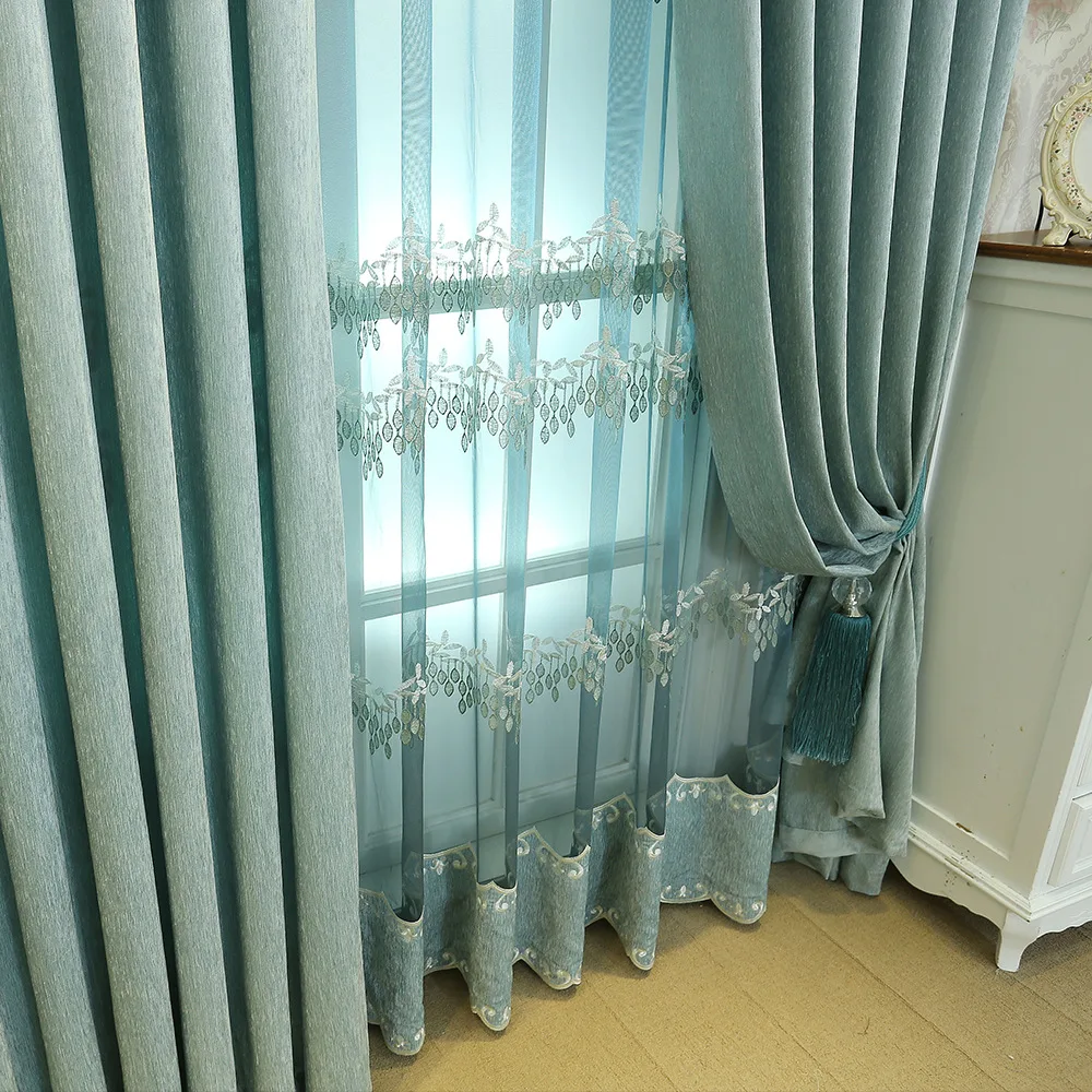 Современные Роскошные Синие затемняющие шторы для гостиной спальни окна