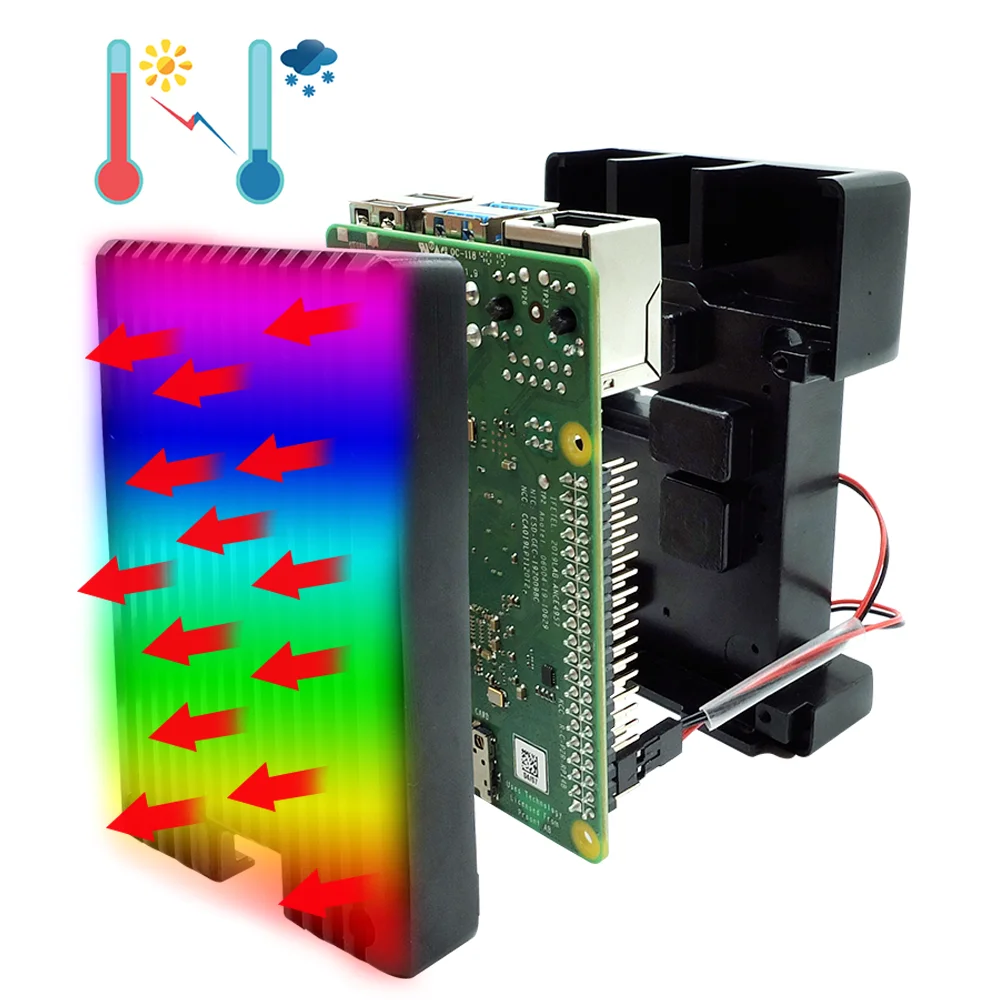 Двойной вентилятор Raspberry Pi 4 Модель B Алюминиевый металлический чехол с супер