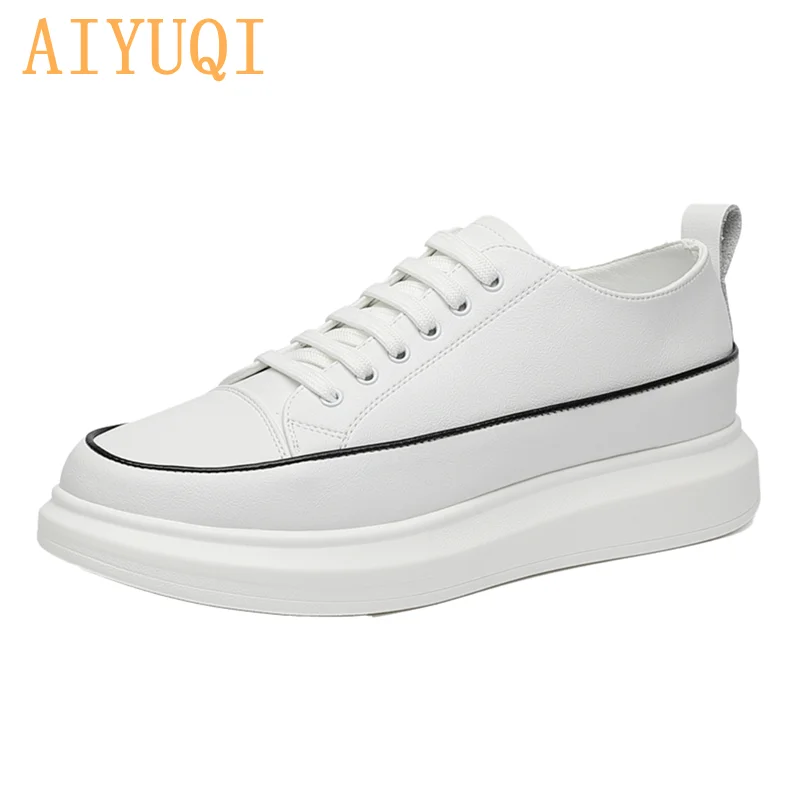 

AIYUQI Men's Sneakers 2021 New Lace-up White Shoes Men Lightweight Wear-resistant Board Platform Shoes Male