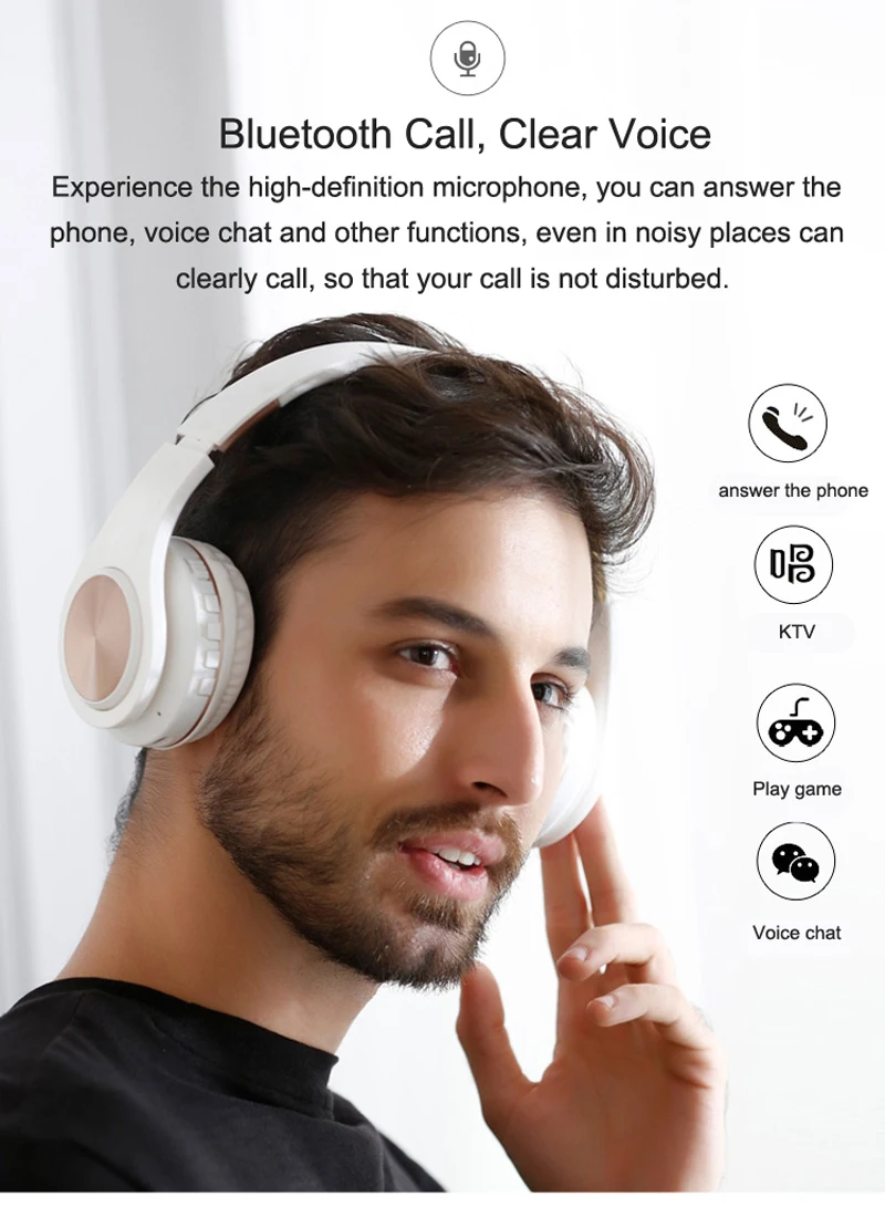 Розовые Bluetooth наушники проводные беспроводные наушники Bluetooth гарнитура Складные стерео игровые наушники с микрофоном Поддержка TF карты