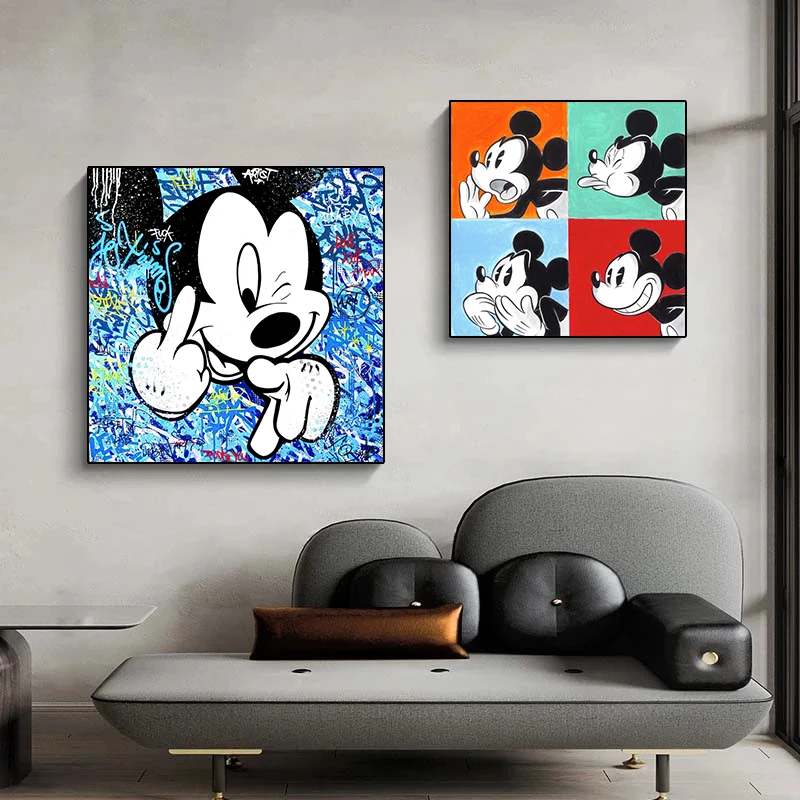 Уличное граффити Картина на холсте с изображением Диснея Микки Мауса Мультяшные