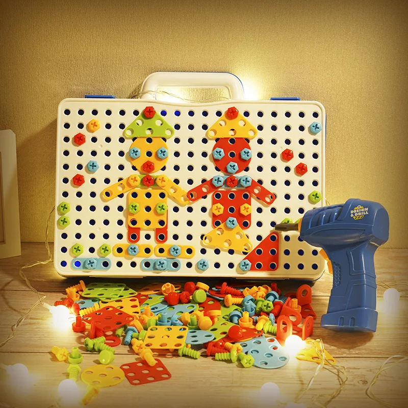 

Детский набор винтов для сборки, электрическая дрель, набор инструментов, разборка гайки, пазл для мальчиков, подарок для детей