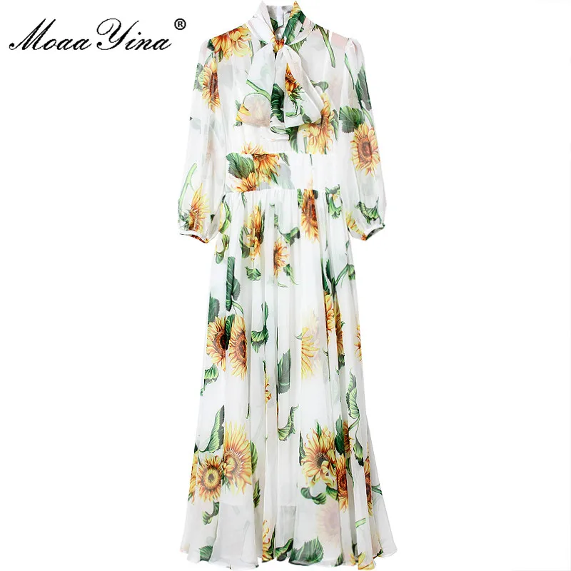 

MoaaYina 2021 летнее подиумное праздничное шифоновое платье женское богемное модное Каскадное платье с рукавами-фонариками элегантное платье ми...