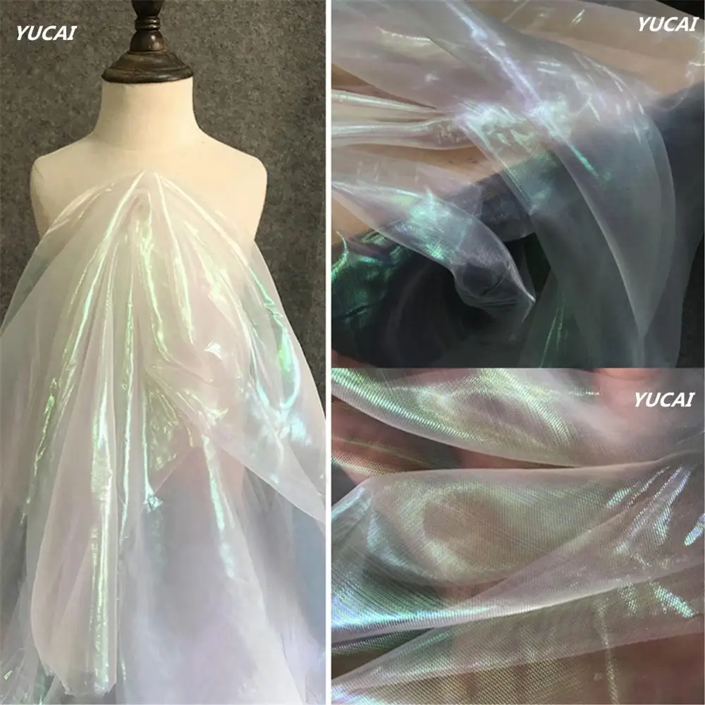 50*140CM Tulle Fabric Pearl pink with seven color illusion organza Cloth Dress Background Curtain DIY | Дом и сад