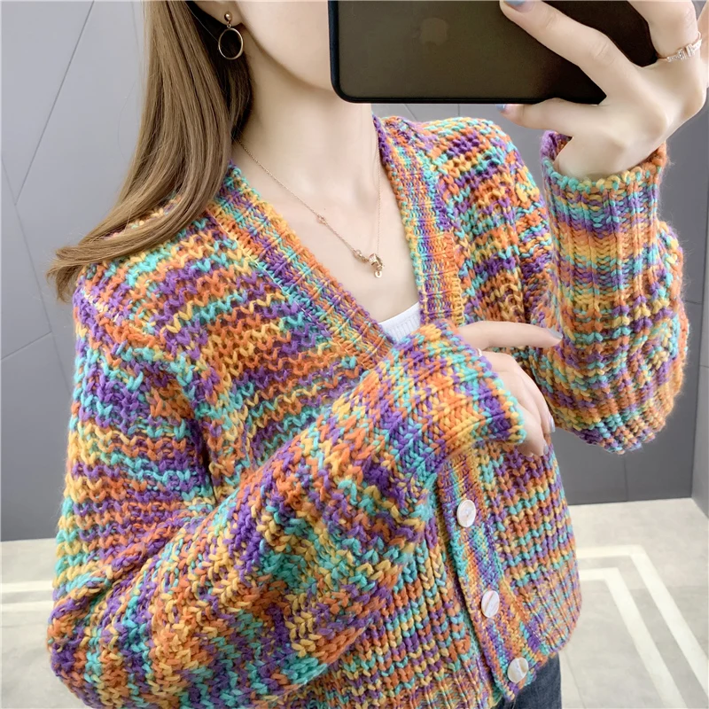 

Room 175373 small room No.1 Middle] real shot of new short yarn button knitted cardigan [1001] 46