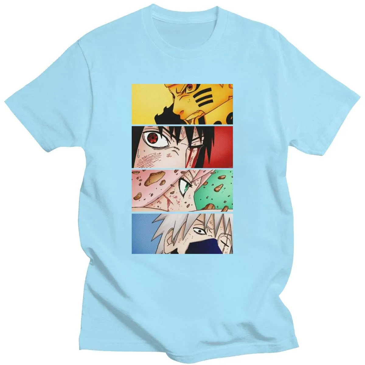 

2021 Comic Unisex Japanese Anime Short Sleeve Harajuku Hip Hop Pattern Kawaii Cartoon Character Cotton Round Neck T-Shirt