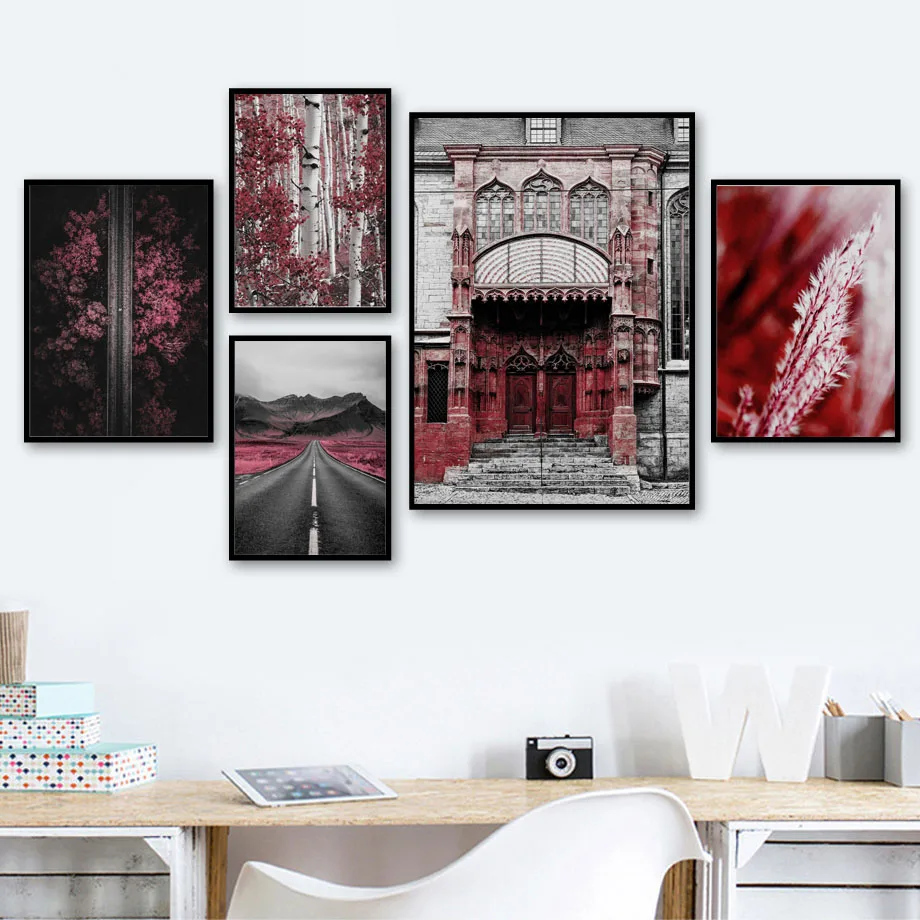 

Nordic Posters Prints Wall Art Canvas Painting Warm Love Beach Forest High Way Vintage Door Wall Pictures For Living Room decor