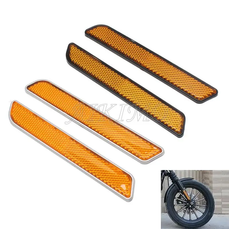 1pair Orange Motorcycle Front Fork Leg Reflectors Shock Case Sticker for Harley Dyna Fatboy Softail Lower Leg Slider