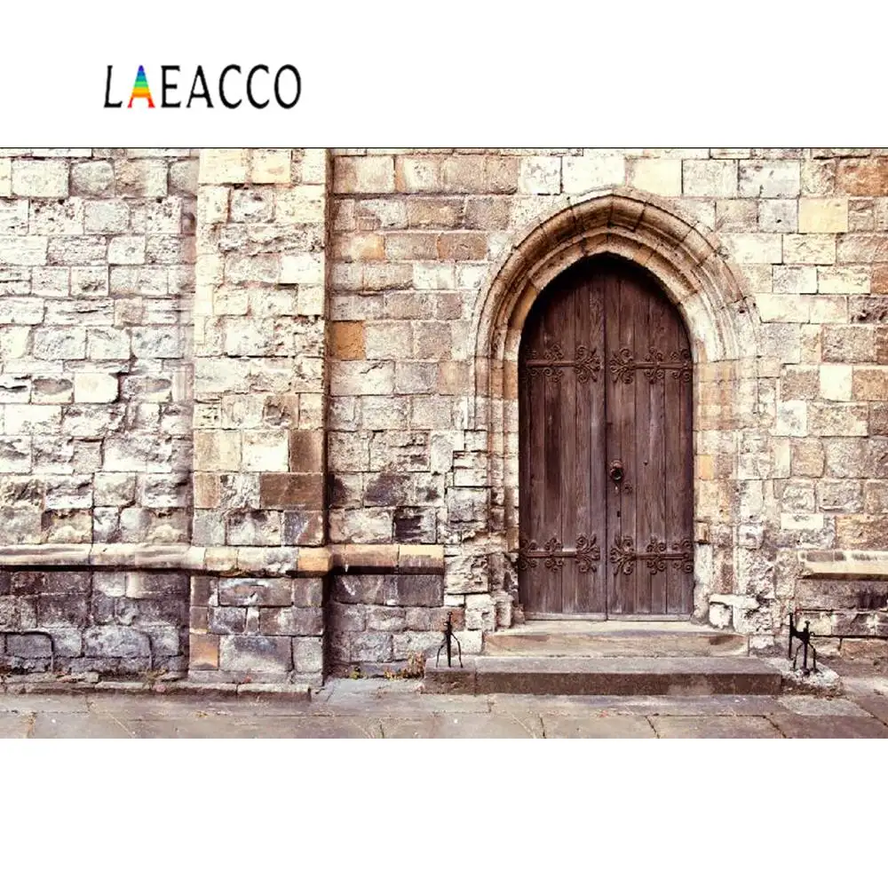 Фоны Laeacco для фотографии старый Сельский камень дом дверь порог двор детский