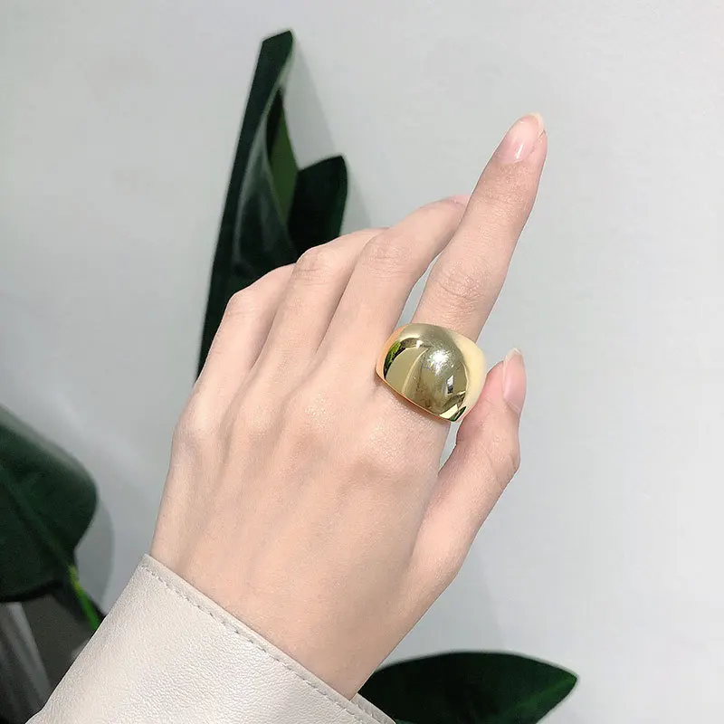 Женское большое глянцевое кольцо Silvology широкие кольца из стерлингового серебра