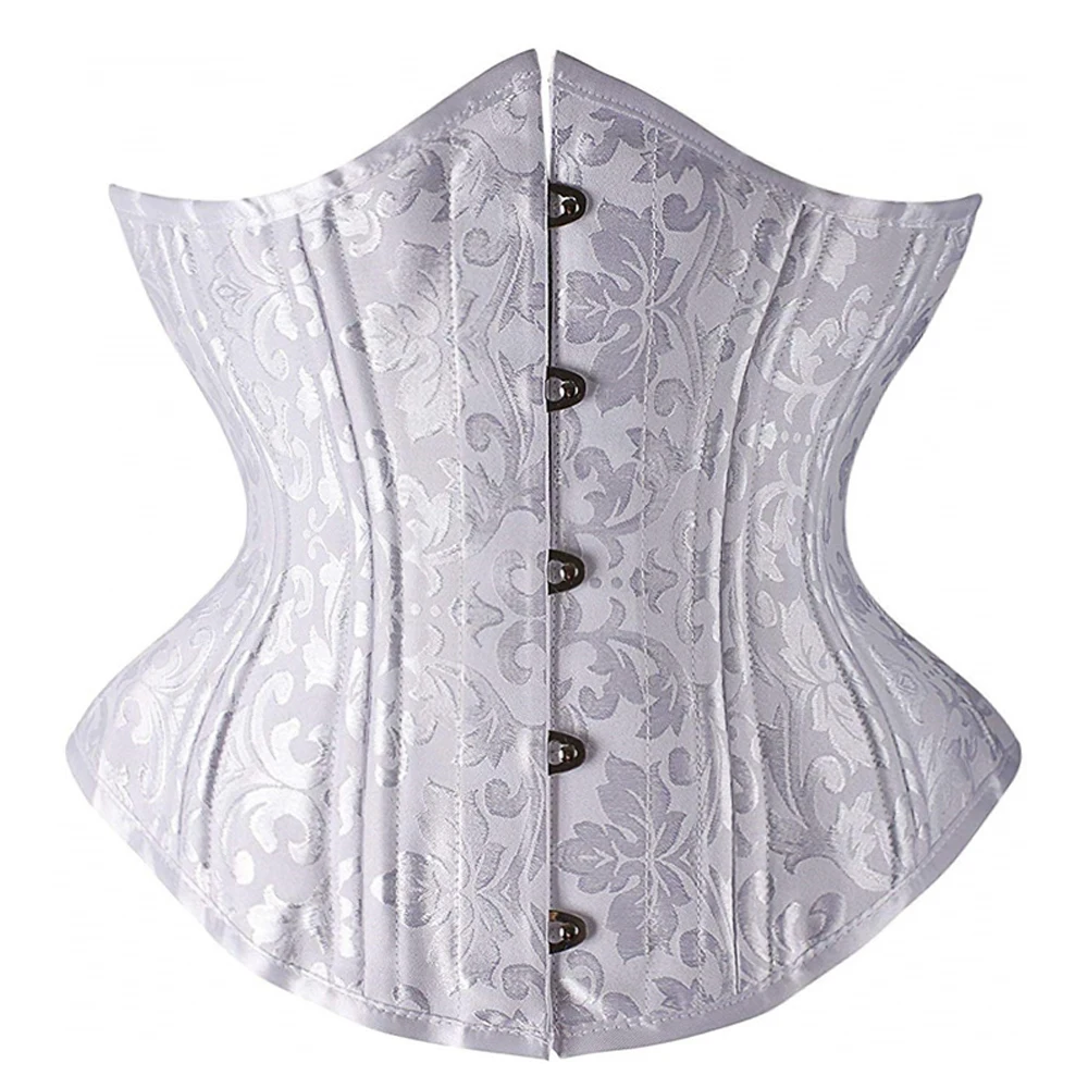 24 двойной Сталь костей на шнуровке в готическом Бюстье стиле стимпанк парча Cincher