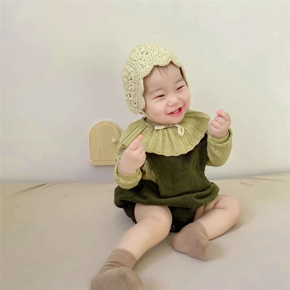 

Knitted Newborn Baby Clothes Set Baby Ruffles Sweater + Romper 2Pcs Girls Jumpsuit Corduroy Infant Boys Clothes Cardigan Cotton