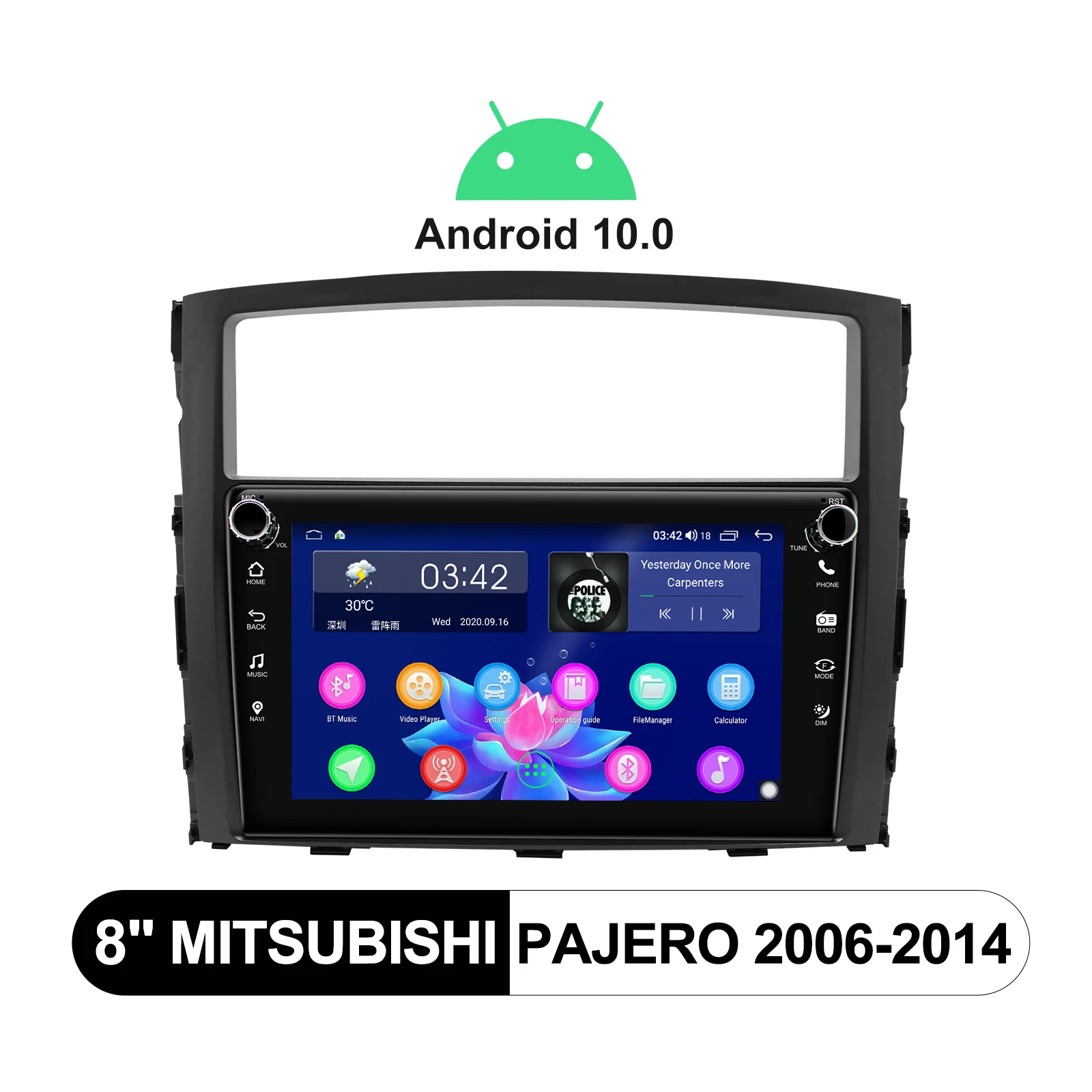 저렴한 8 인치 자동차 라디오 디스플레이 안드로이드 헤드 유닛 자동차 멀티미디어 플레이어, 미쓰비시 파제로 2006-2014 용 안드로이드 자동 무선 카플레이