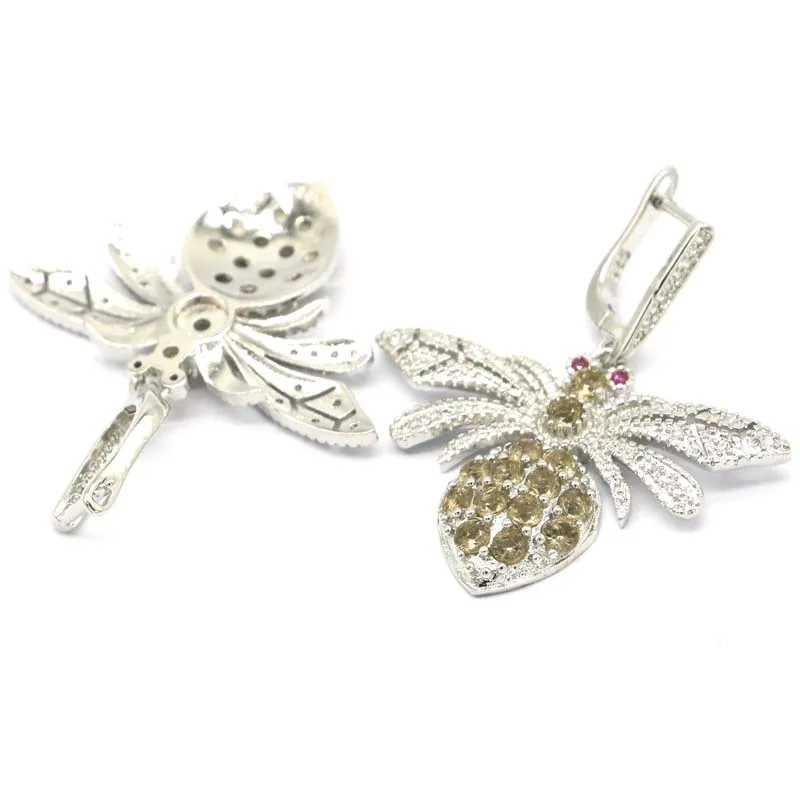 Женские серебряные серьги с дымчатым топазом в форме паука 43x38 мм | Украшения и