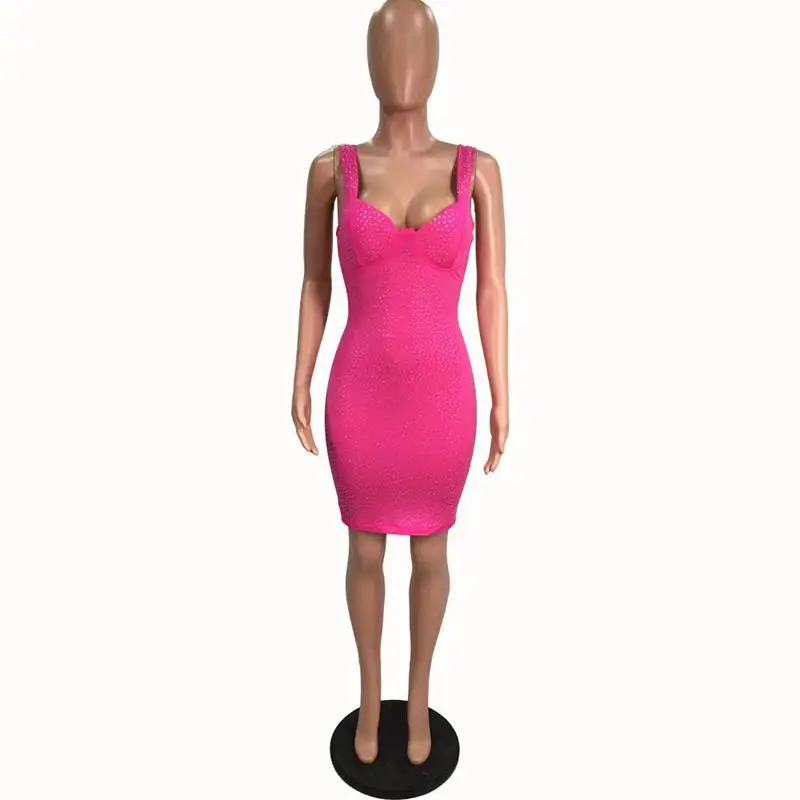 Спагетти ремень блестящими стразами летнее платье Для женщин без рукавов узкие