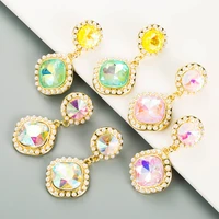 european exaggerated ab crystal drop earrings women shiny rhinestone geometric dangle earrings women party jewelry gift