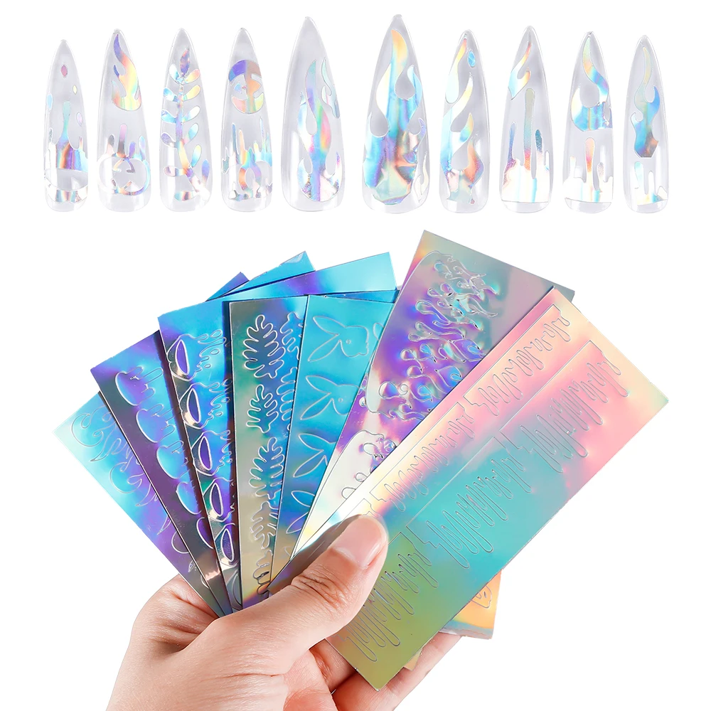 3D огненное пламя полый ноготь дневная лента наклейка для дизайна ногтей s Маникюр