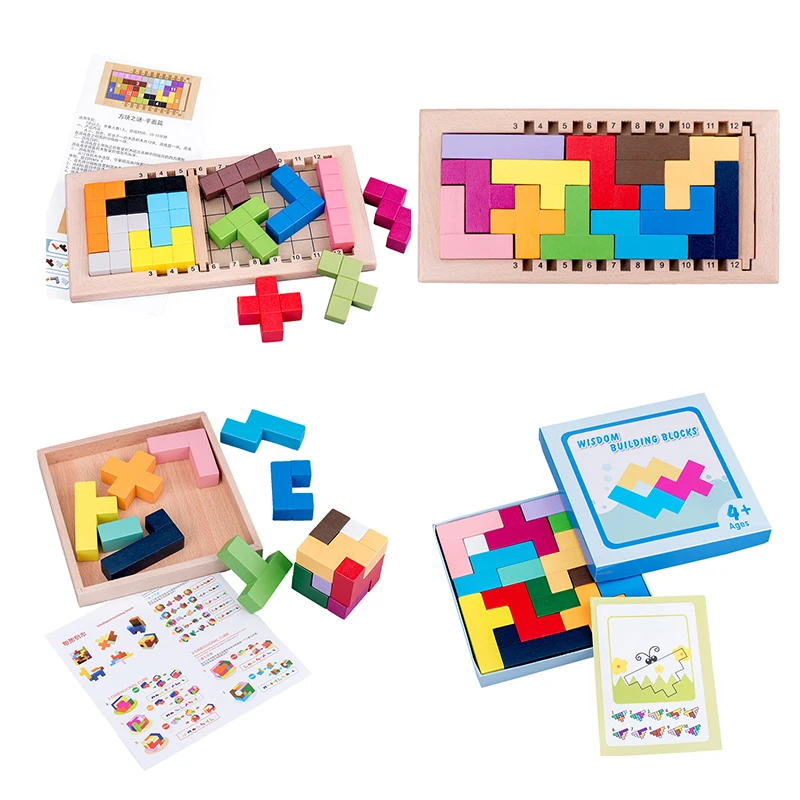 

Wooden Russian Building Blocks Kids Educational Puzzle Toys Diy Wooden Toy Baby Children Early Educational Puzzle Building Block