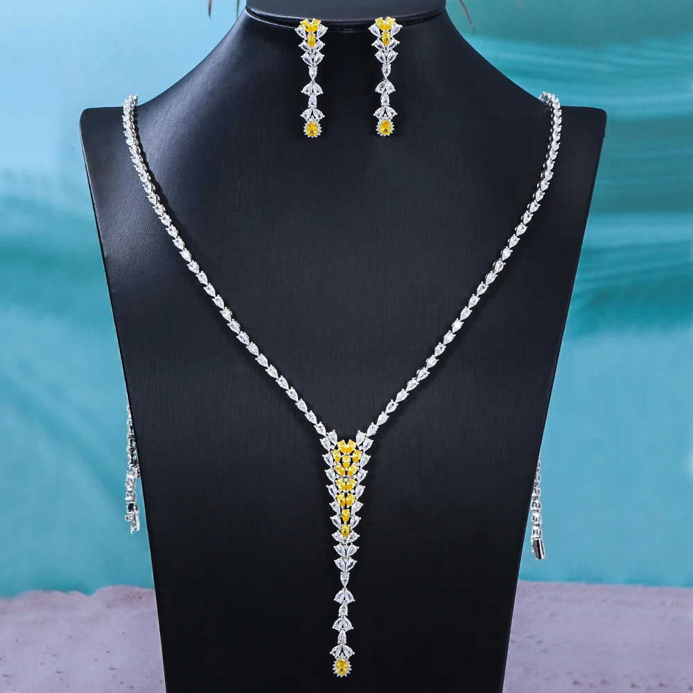 Missvikki роскошный великолепный длинный кулон серьги ожерелье ювелирные изделия в стиле бохо супер CZ для женщин девушек лучший подарок высоко...