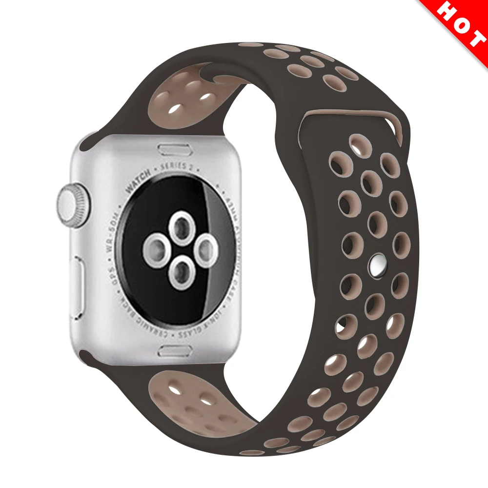 Спортивный силиконовый ремешок для apple watch, 42 мм, 44 мм, 38 мм, 40 мм, браслет для часов iwatch, apple Series 5 - Цвет ремешка: Smoke purple beige