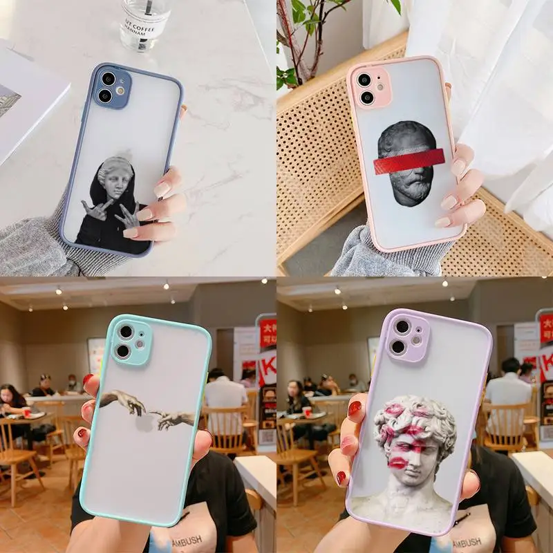 

Statue Abstract Art David Phone Case Matte Bumper For iphone 12 mini 11 Pro Max X XS Max XR 7 8 Plus Cover