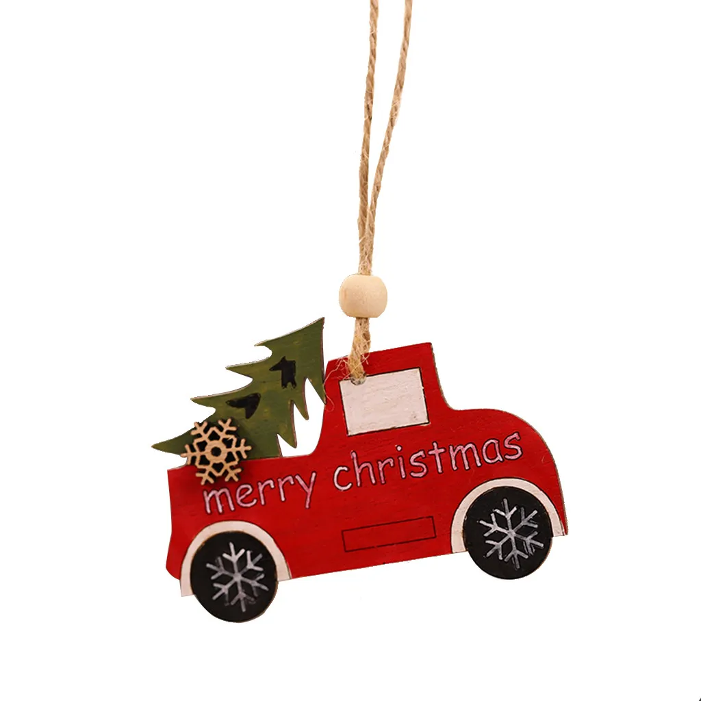 Christmas Decorating 1PC Wooden Hanging Christmas Tree Cabin Elk Car Ornament Xmas Party Home Decor navidad kerst natal#30