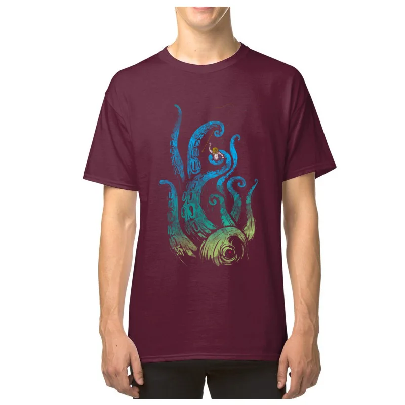 

Undersea Attack Tshirt 100% Cotton T Shirt Men Octopus Cthulhu Tees Wholesale Summer/Autumn Ocean Monster T-Shirts Simple Style
