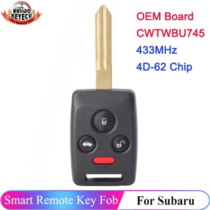 

KEYECU Original Board FCC: CWTWBU745 For Subaru Tribeca Legacy Outback 2008 2009 433MHz 4D-62 4D62 Chip Remote Car Key Fob