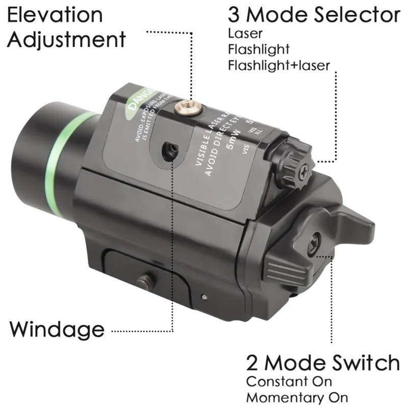 Зеленый лазерный фонарик два в одном комбинированный тактический компактный 200