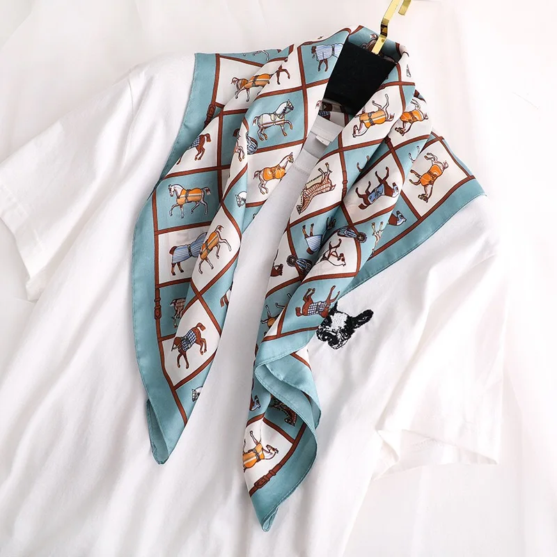 

New style 2020 Spring and summer lady Sunscreen Square silk shawl women's quality printing silk scarves Fashion beach headscarf