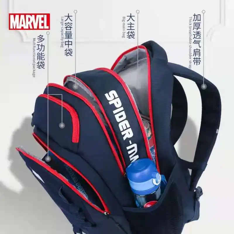2021 Disney New Causal School Bags For Boys Primary Student Shoulder Orthopedic Backpack Spider Iron Man Captain America Gift