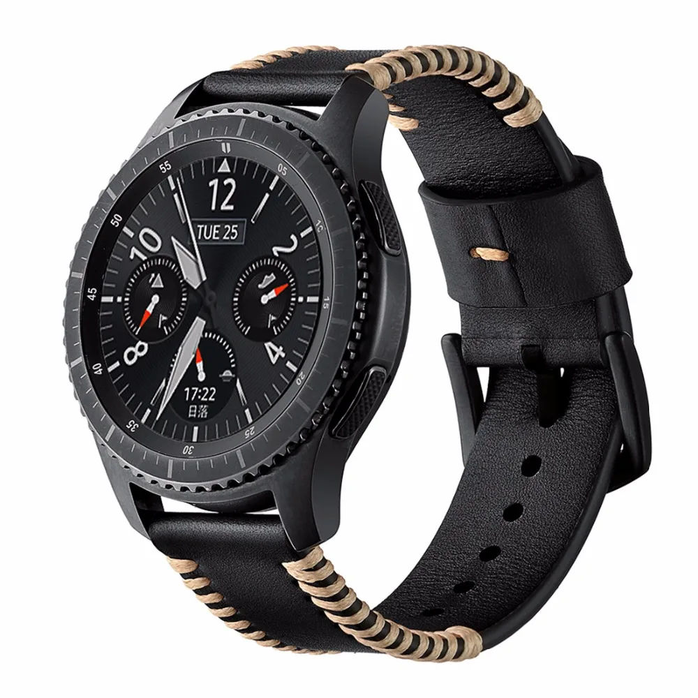 46 мм кожаный ремешок для часов samsung gear S3 Frontier/Классический 22 браслет на запястье