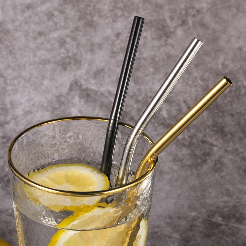 

2021 Hot Reusable Metal Drinking Straws Stainless Steel Sturdy Bent Straight Drinks Straw Environmental Protection Supplies