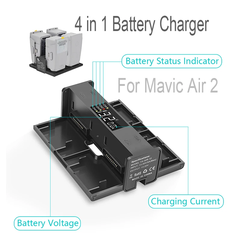 4 в 1 Портативный складное зарядное устройство usb хаб для Mavic Air 2/ 2S Дрон Батарея