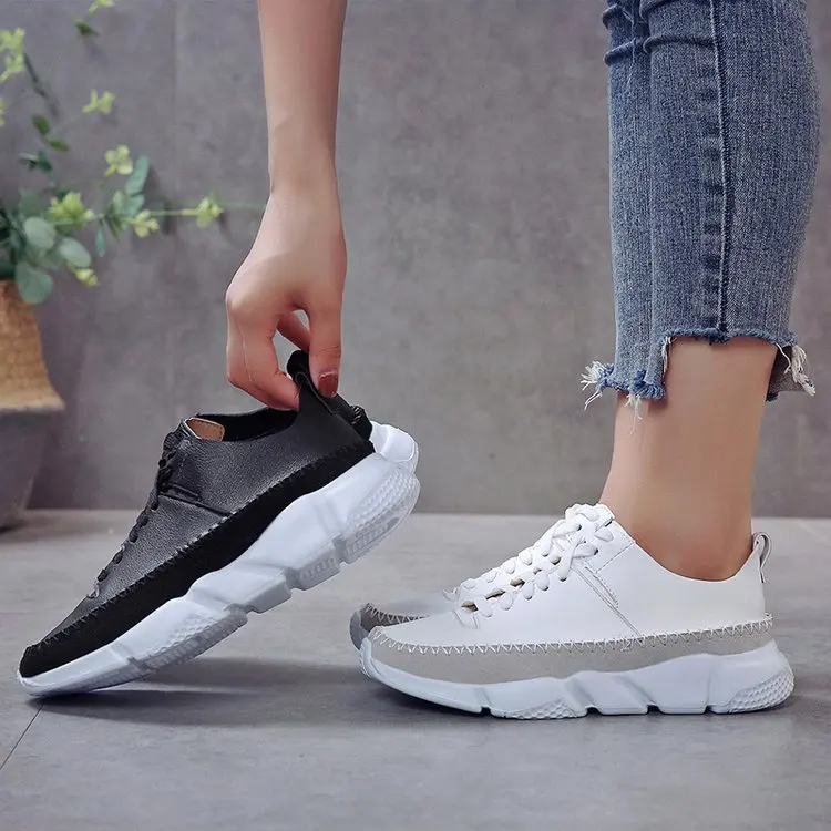 

Women Sneaker Lace Up Flat Walking Running Vulcanized Shoes Round Toe Casual Breathable Non Slip Sport Shoes for Female 35-43