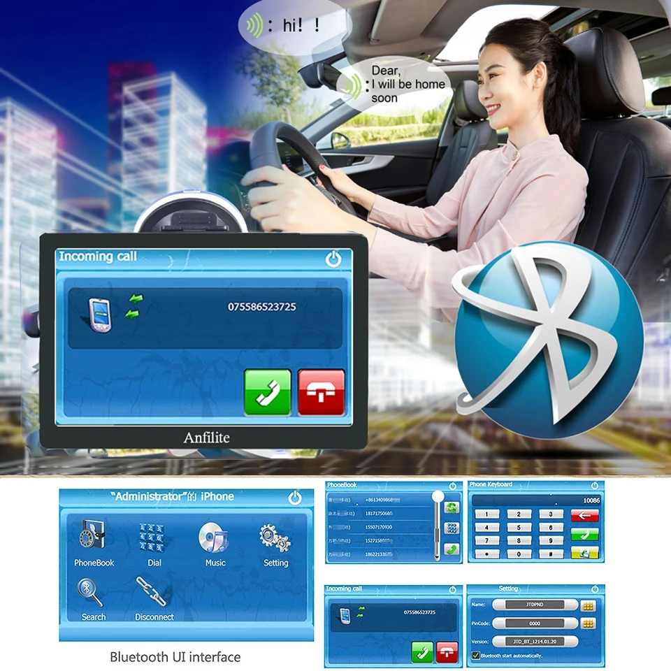 Anfilite " HD Автомобильный gps навигатор FM Bluetooth MP3 Navitel новейшая Европейская карта Sat nav грузовик gps навигаторы автомобильные