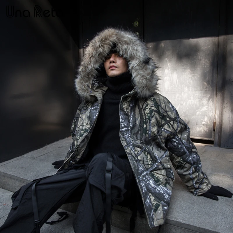Распродажа Зимняя парка Una Reta Мужская камуфляжная куртка в стиле хип-хоп мужская
