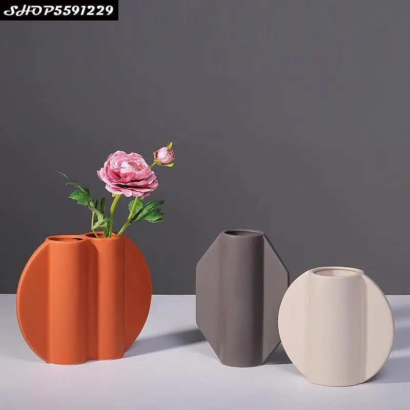 

Креативная керамическая ваза, ваза абстрактного искусства, ремесла, украшение для гостиной, стола, цветок, контейнер для гидропоники, аксес...