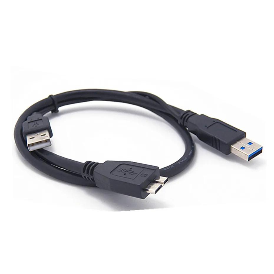 50 см USB 3,0 Dual power Y shape 2 X type a to Micro B высокоскоростной до 5 Гбит/с кабель передачи данных для внешних жестких дисков
